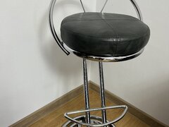 Scaun bar otel piele, gri inchis si crom, h 96 cm