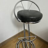 Scaun bar otel piele, gri inchis si crom, h 96 cm